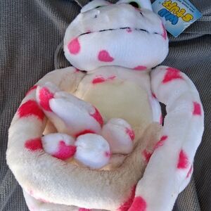 Pink and White Stuffed Frog Toy